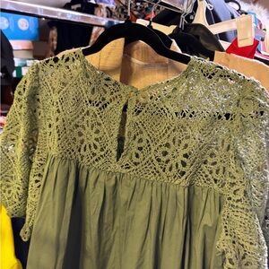 ASOS Olive Green Crochet Blouse